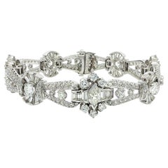 Vintage Mid Century Platinum 10.0ctw Diamond Fancy Statement Bracelet