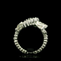 Vintage Mid Century Platinum 5ctw Diamond Covered Eternity Floral Cocktail Ring