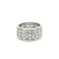 Vintage Mid Century Platinum .90ctDiamond Scalloped Wide Eternity Band Ring Sz6