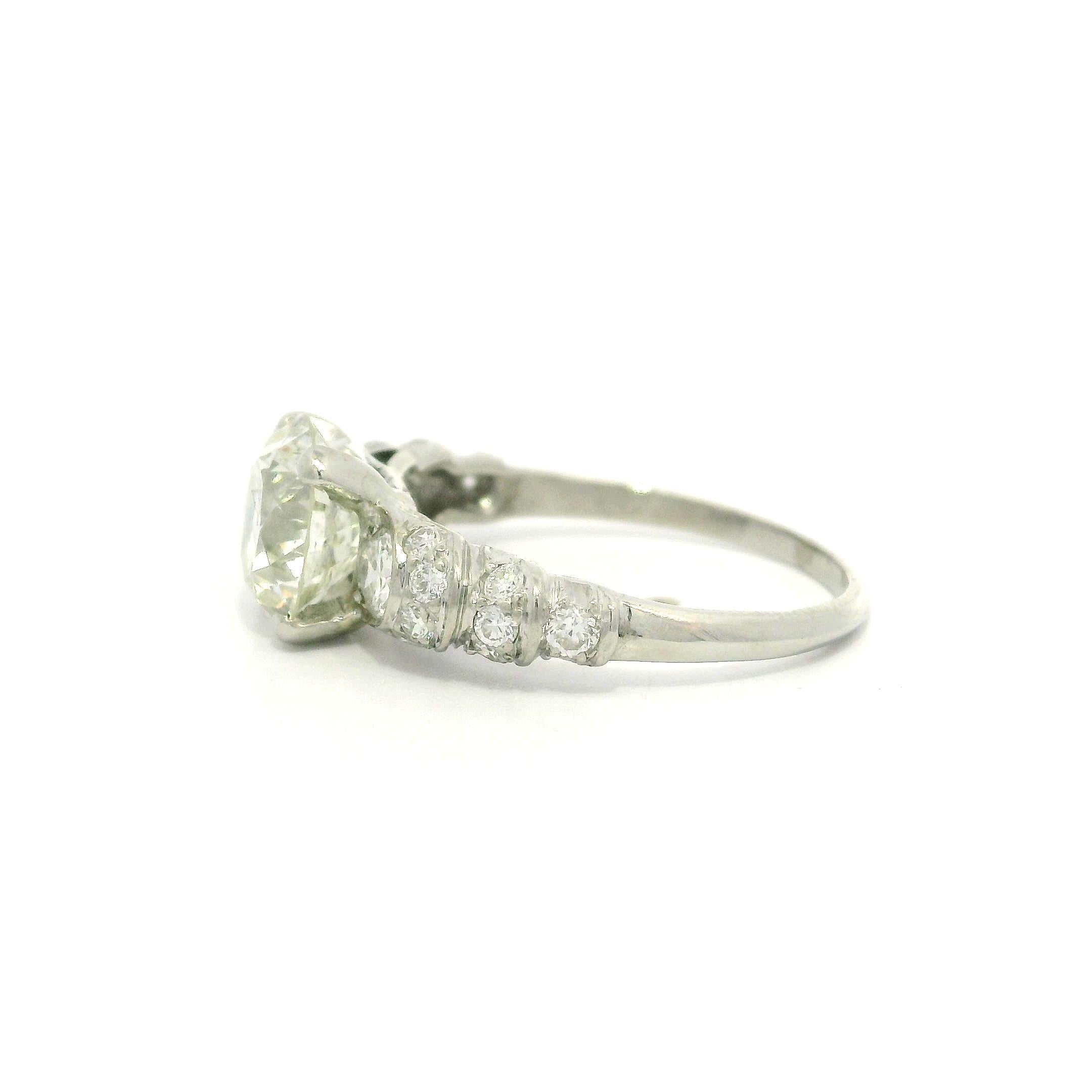 Vintage Mid Century Platin GIA 2,24ct alt Diamant Schritt Seiten Verlobungsring im Angebot 7