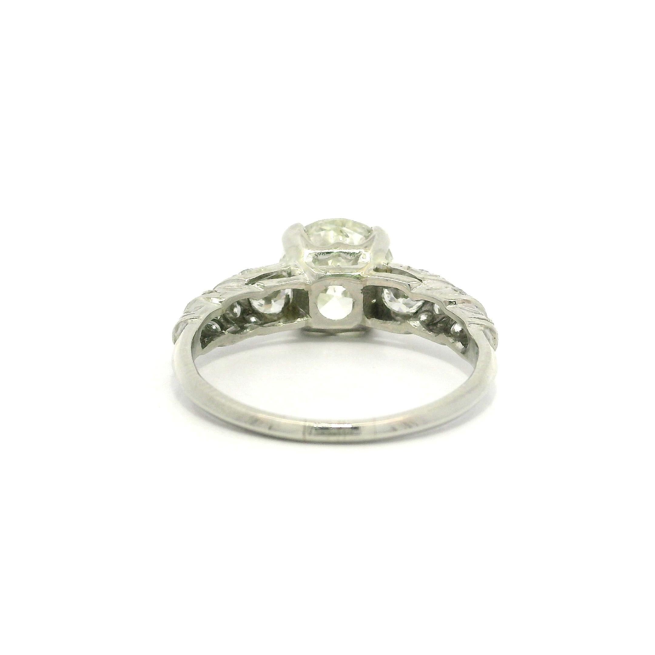 Vintage Mid Century Platin GIA 2,24ct alt Diamant Schritt Seiten Verlobungsring im Angebot 8