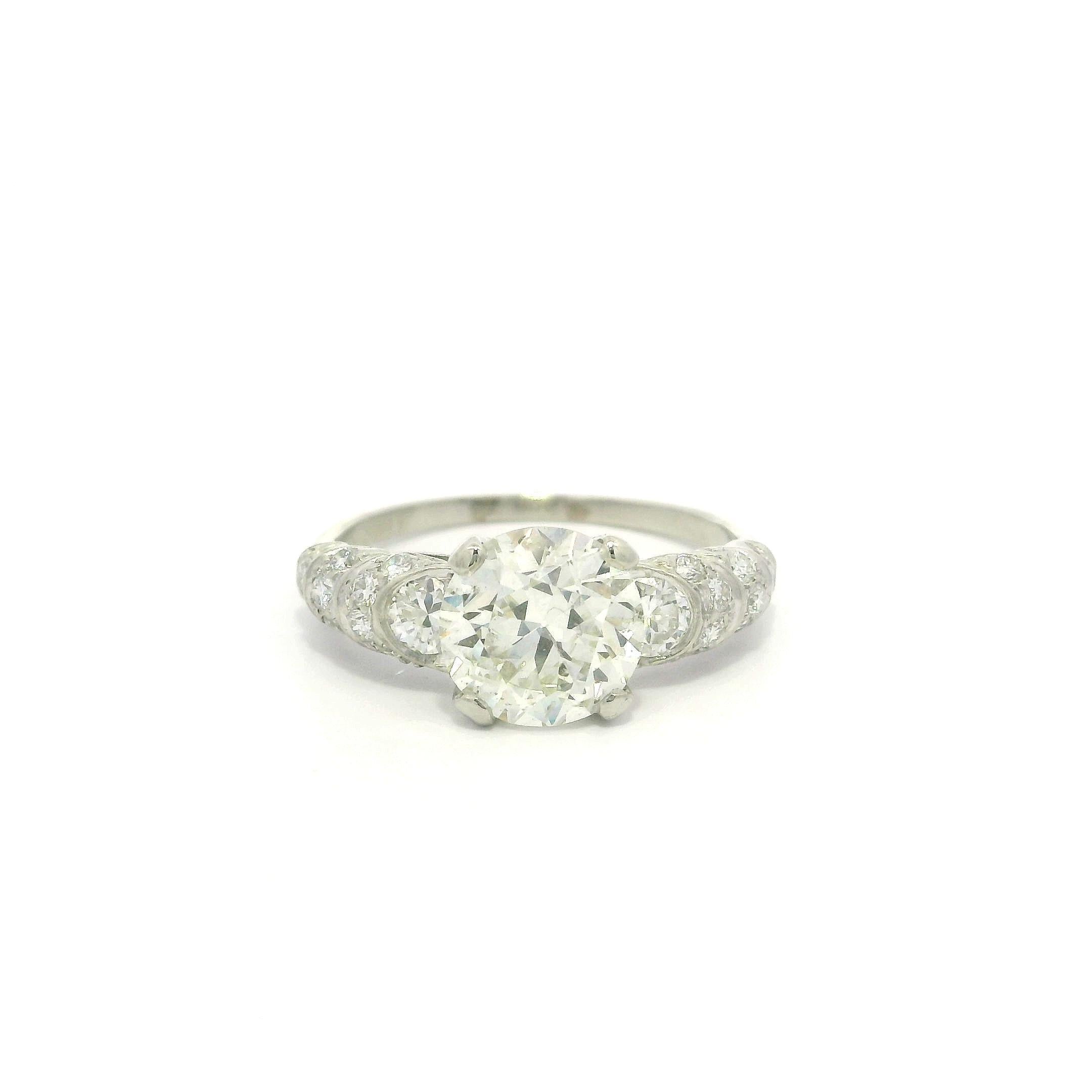 Vintage Mid Century Platin GIA 2,24ct alt Diamant Schritt Seiten Verlobungsring im Angebot 10