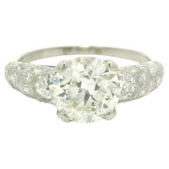 Vintage Mid Century Platin GIA 2,24ct alt Diamant Schritt Seiten Verlobungsring