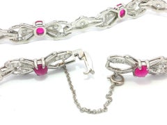 Vintage Mid Century Platinum GIA No Heat Burma Star Ruby w/ Diamond Bracelet