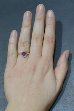 Vintage Mid Century Platinum Star Ruby Engagement Ring