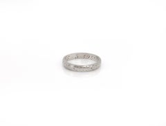 Vintage Mid Century Platinum Wedding Ring, Paul 5-3-1950, Size 6.75
