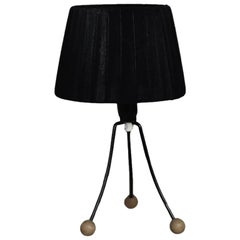 Lampada da tavolo moderna polacca d'epoca di metà secolo con paralume nero, anni '60
