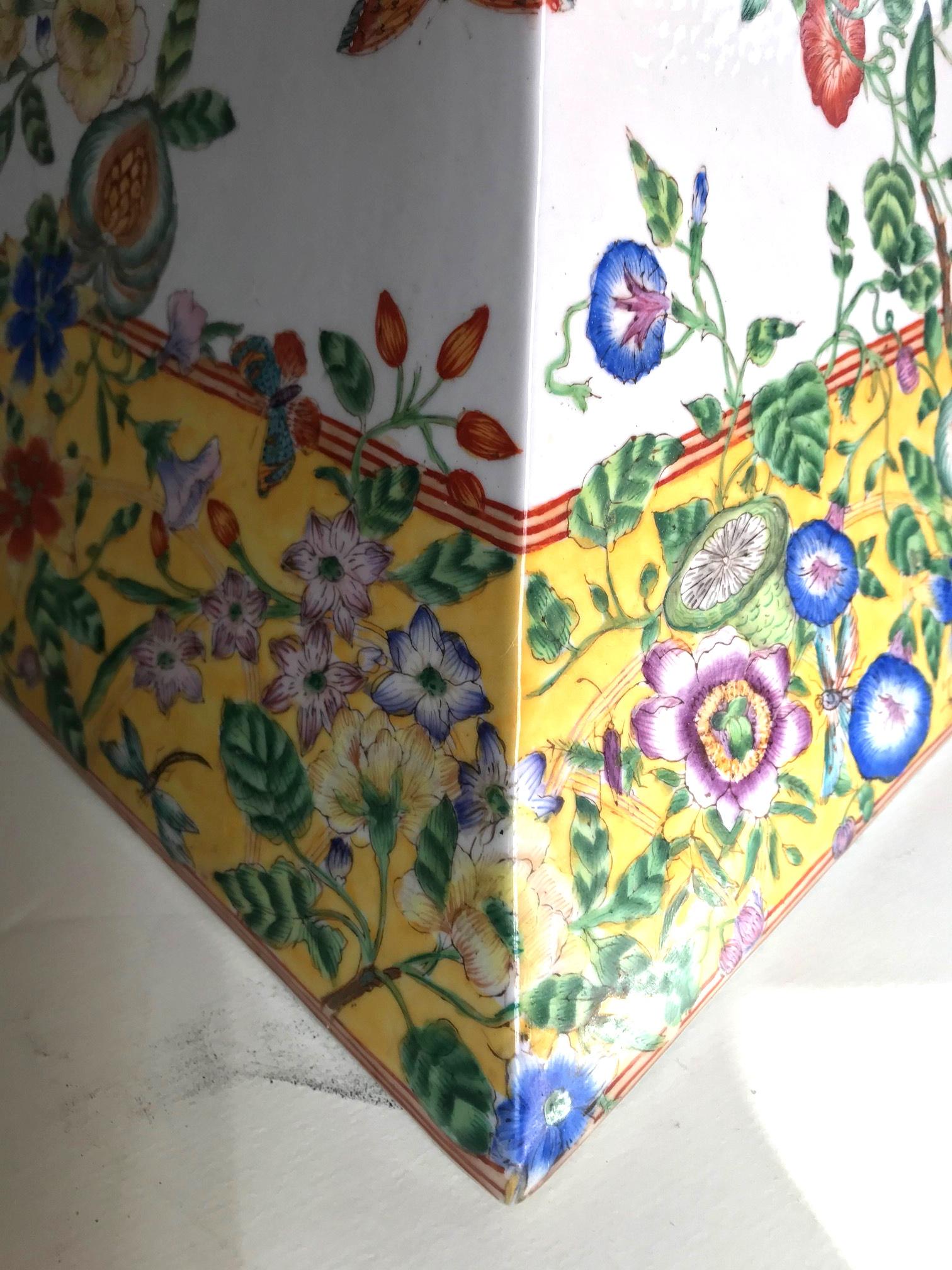 Vintage Midcentury Polychrome Enameled Chinese Porcelain Garden Seat 1