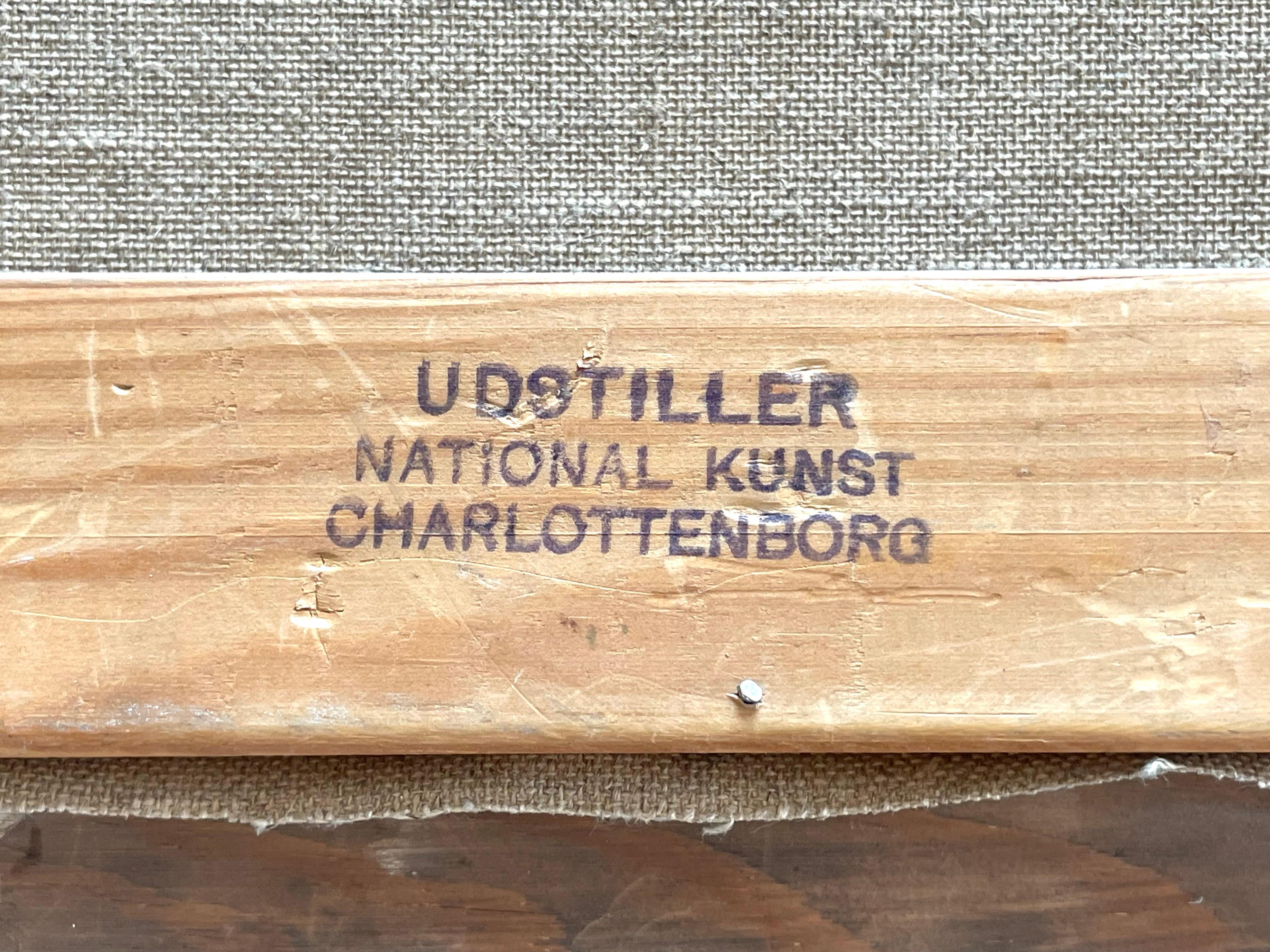 Vintage Mitte des Jahrhunderts Porträt Ölgemälde aus Dänemark mit alten Frau aus Fell im Angebot 3
