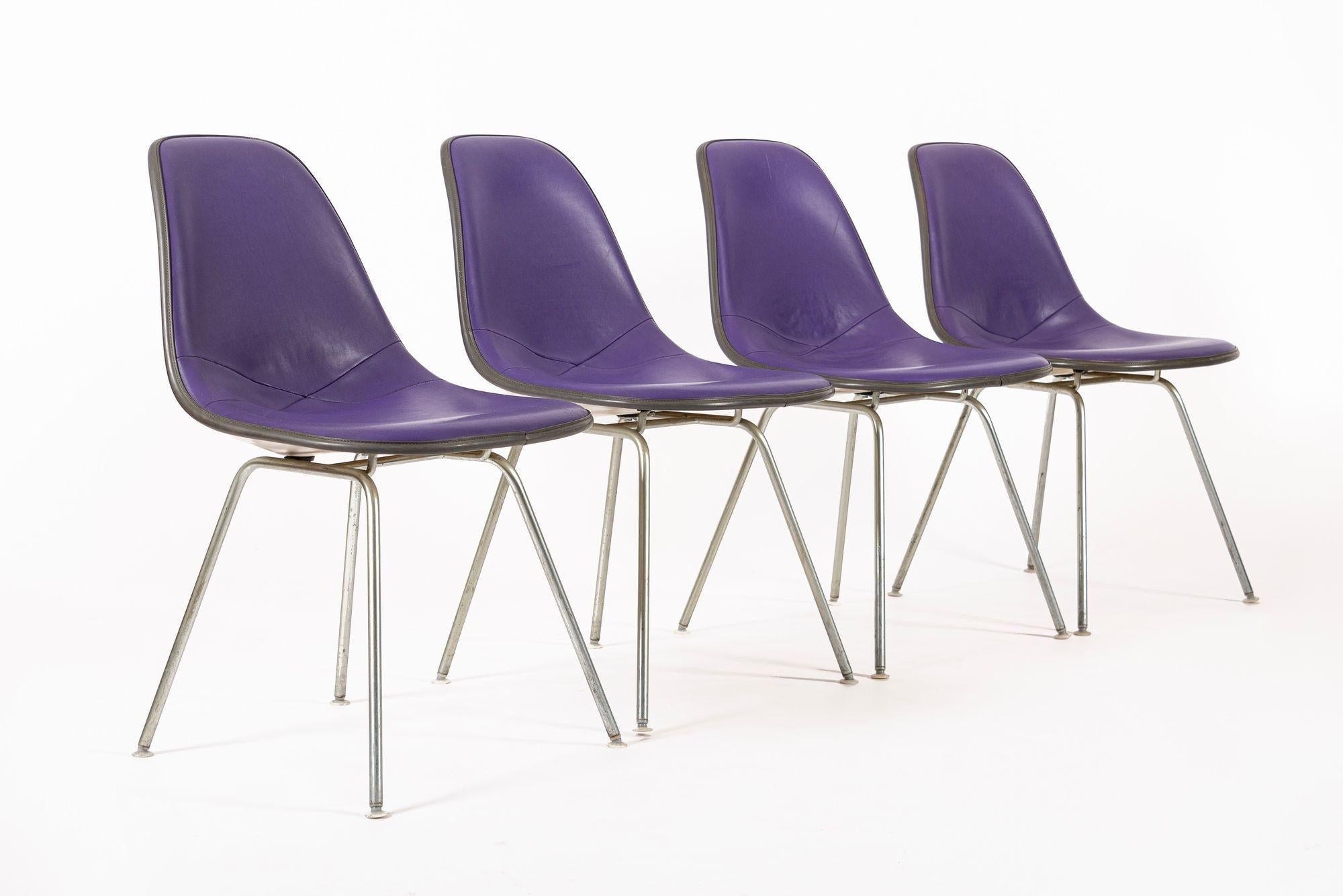 Américain Vintage Mid Century Purple DSX Side Chairs by Eames for Herman Miller en vente