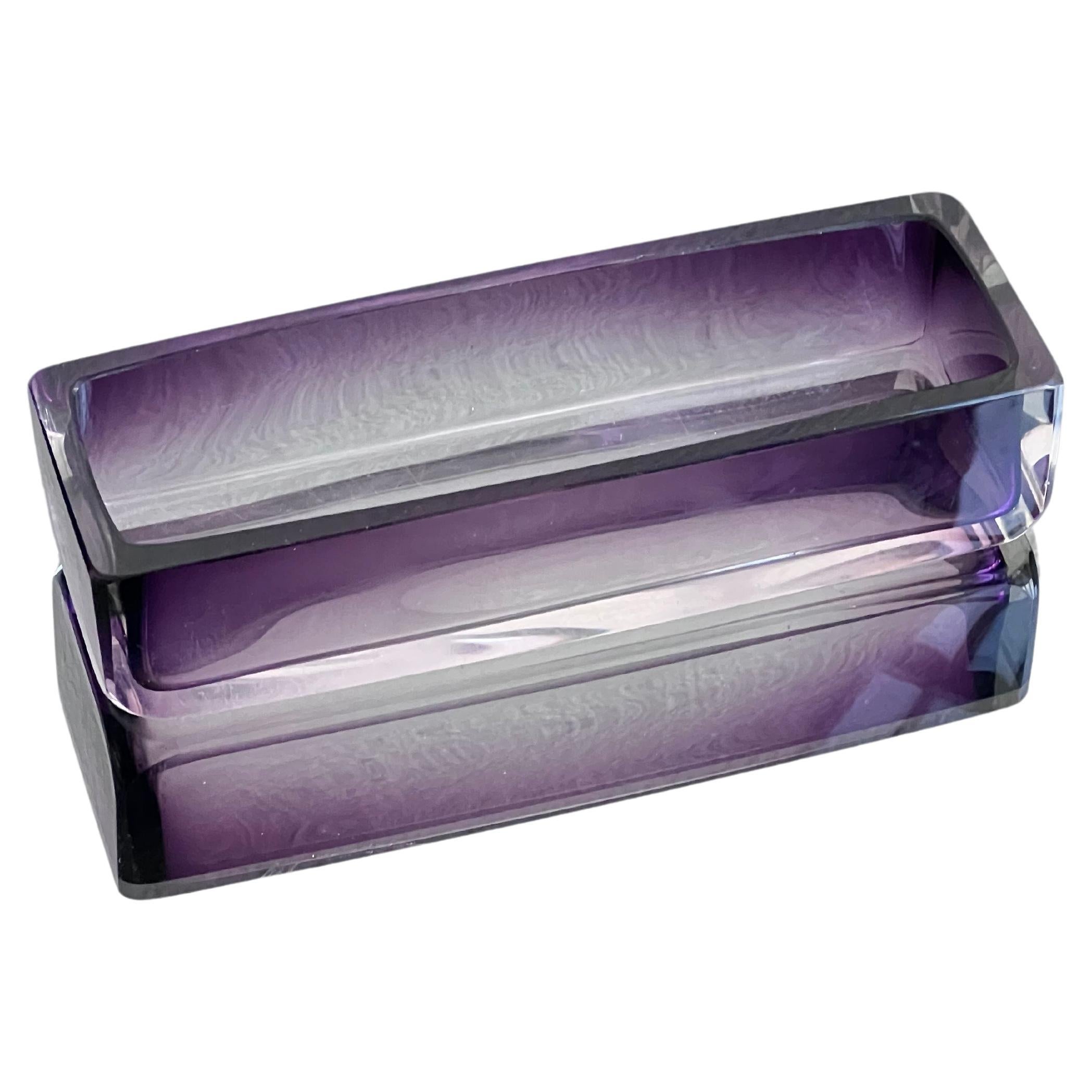 Vintage Mid-Century purple glass valet tray For Sale