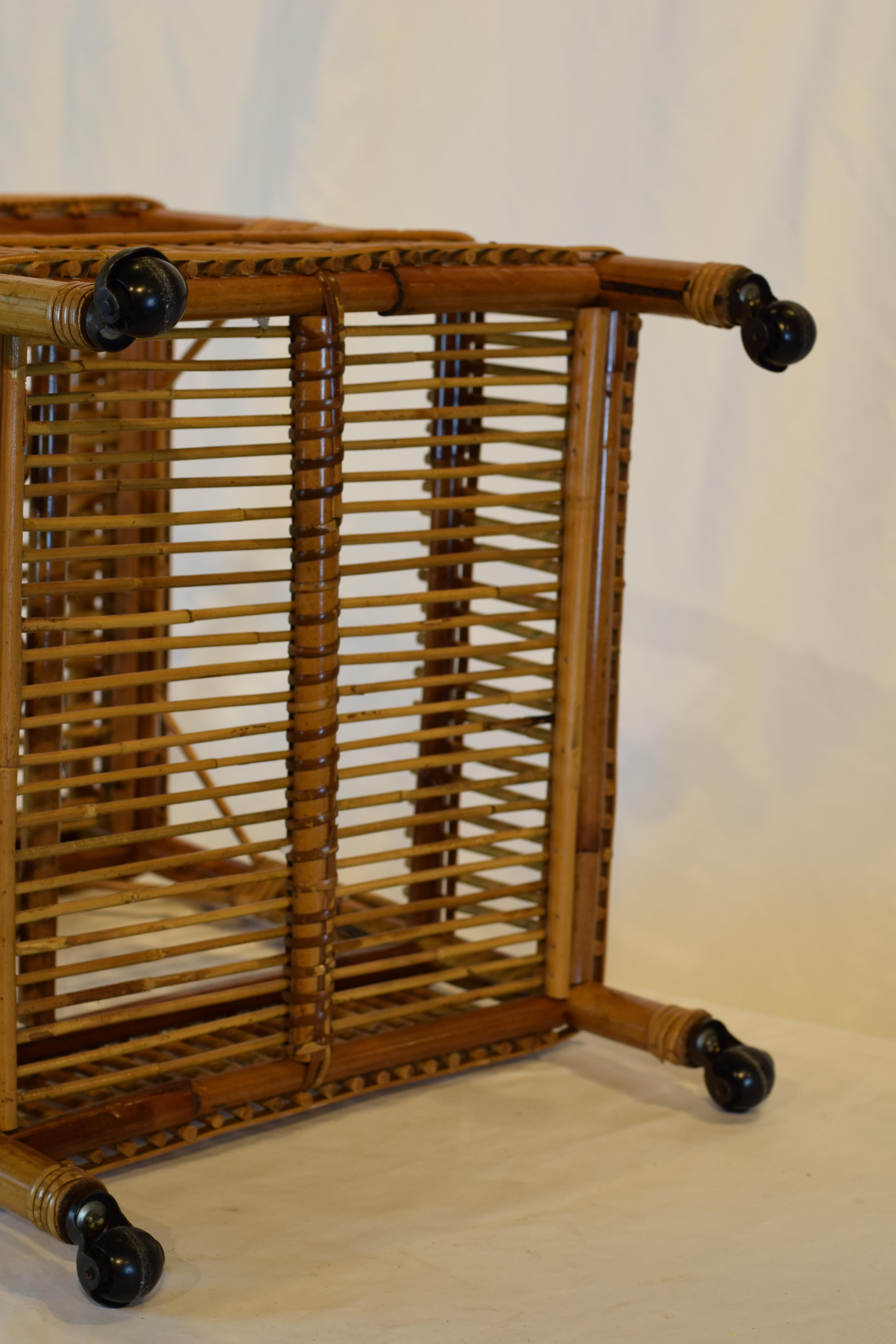 Vintage Midcentury Rattan and Bamboo Bar Cart 6