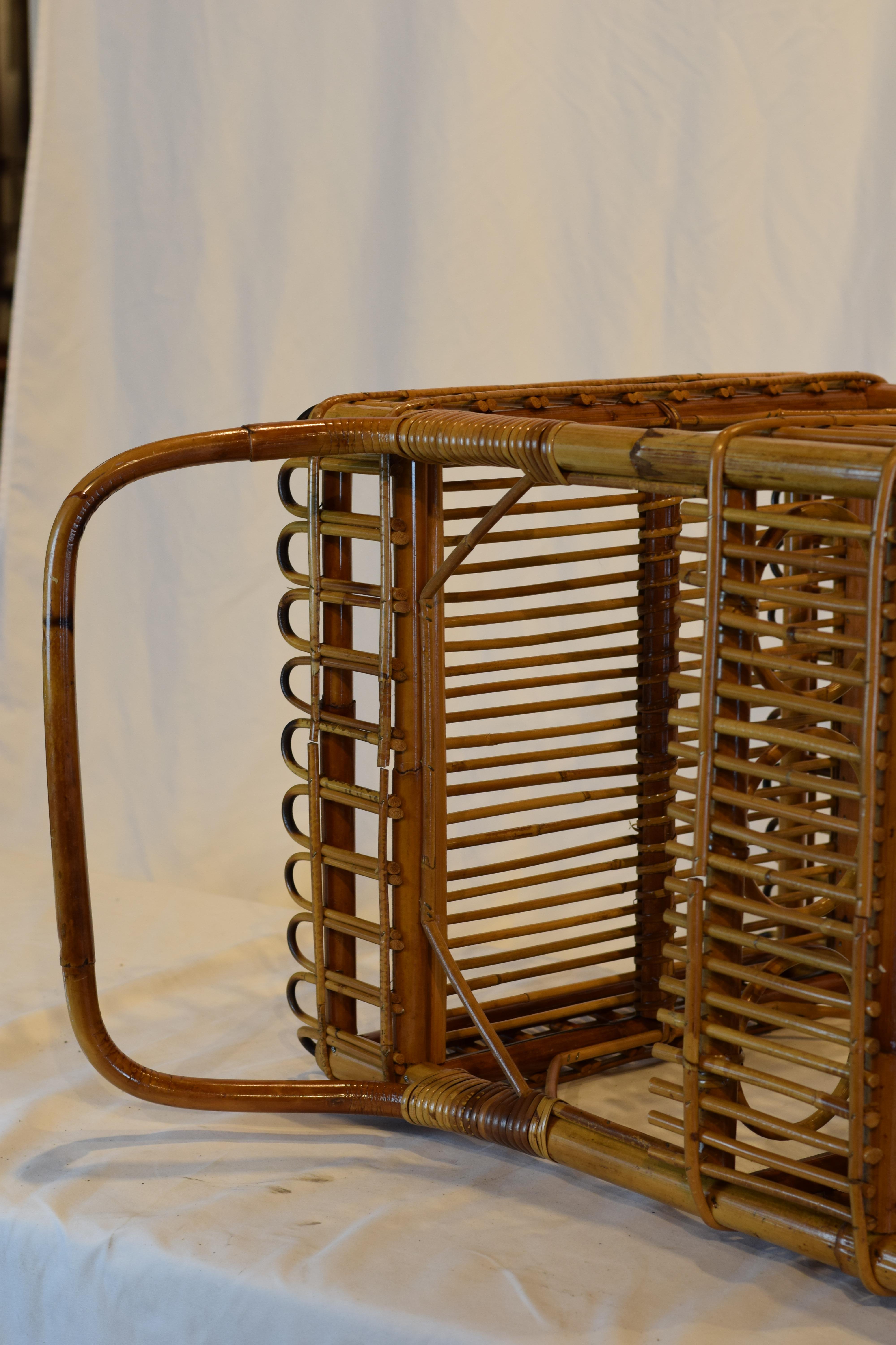 Vintage Midcentury Rattan and Bamboo Bar Cart 7