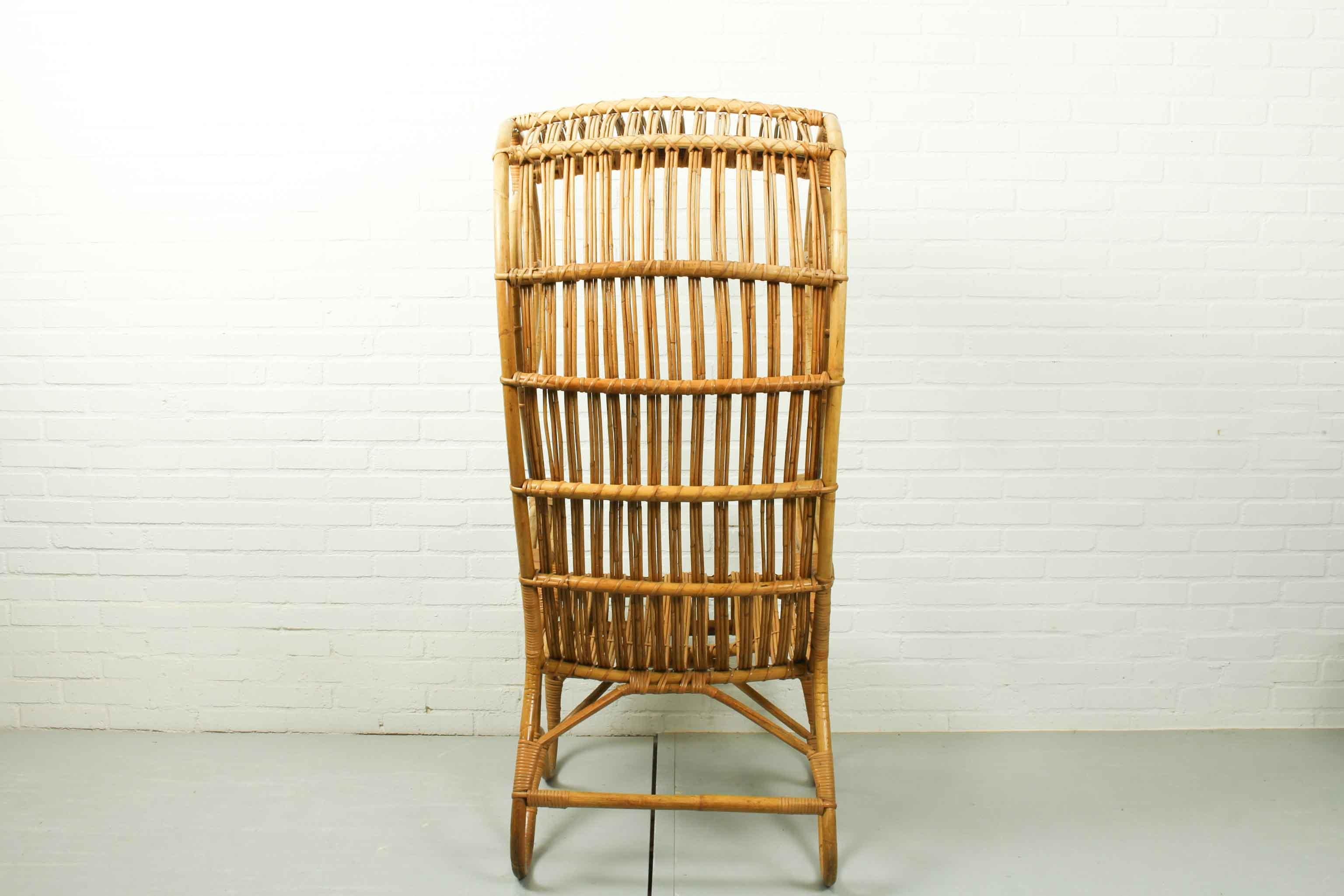 Vintage Mid-Century Rattan Hooded Beach Chair, 1960s 1