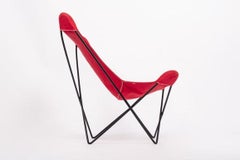Vintage Mid Century Red Butterfly Canvas and Metal Chair by Knoll, 1970s