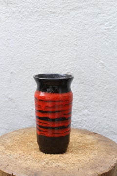 Vintage Mid-Century Red Glazed Ceramic Vase by Iparmuveszeti Vallalat