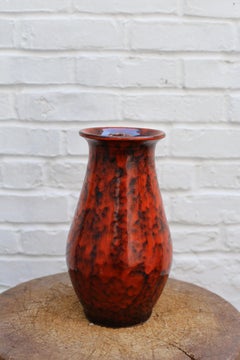 Vintage Mid-Century Red Glazed Ceramic Vase, Hungary, 20th Century