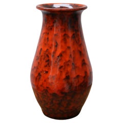 Vintage Mid-Century Red Glazed Ceramic Vase, Hungary, 20th Century