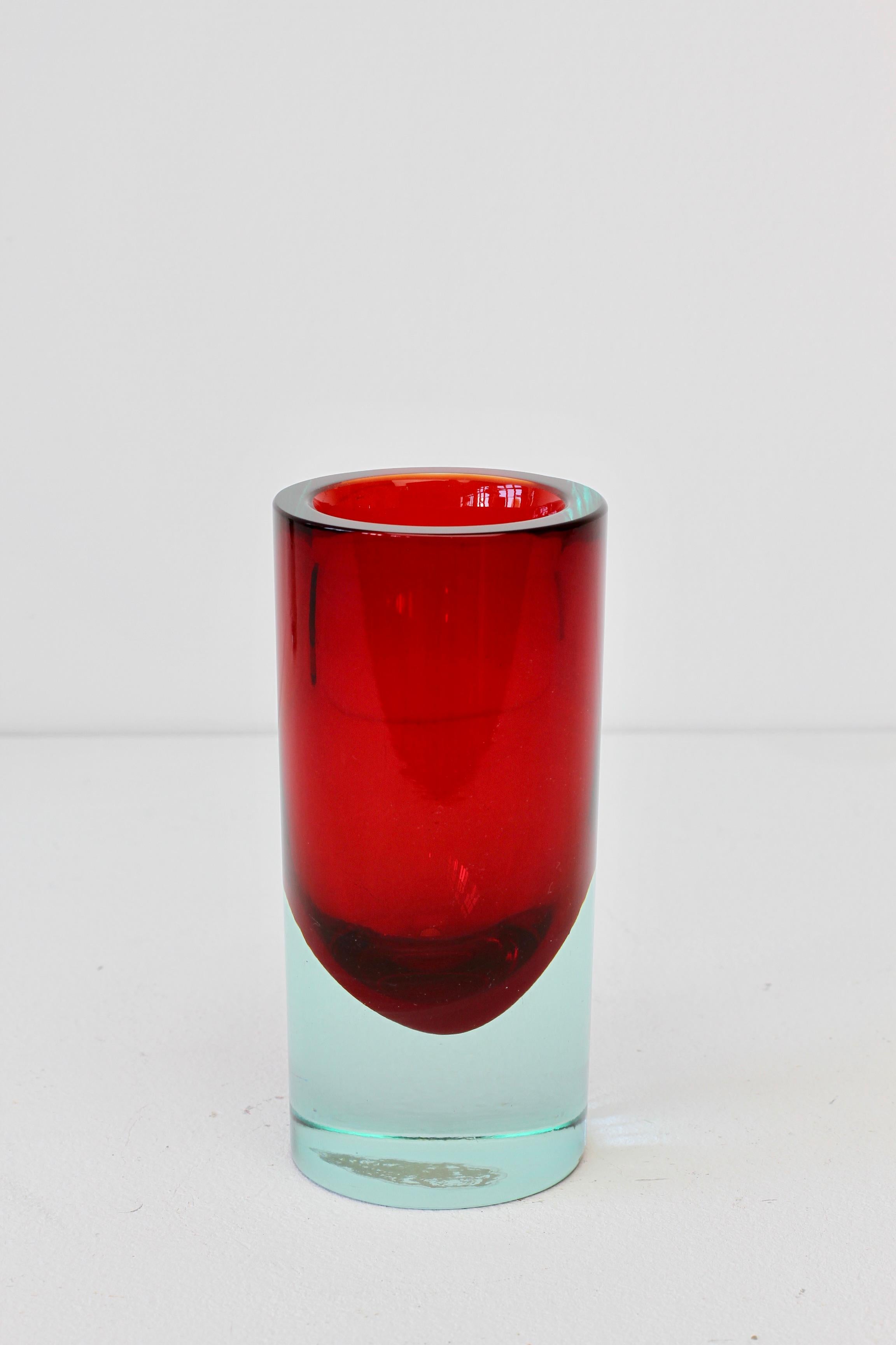 Mid-Century Modern Vintage Midcentury Red Venetian Murano Sommerso Glass Vase, circa 1970