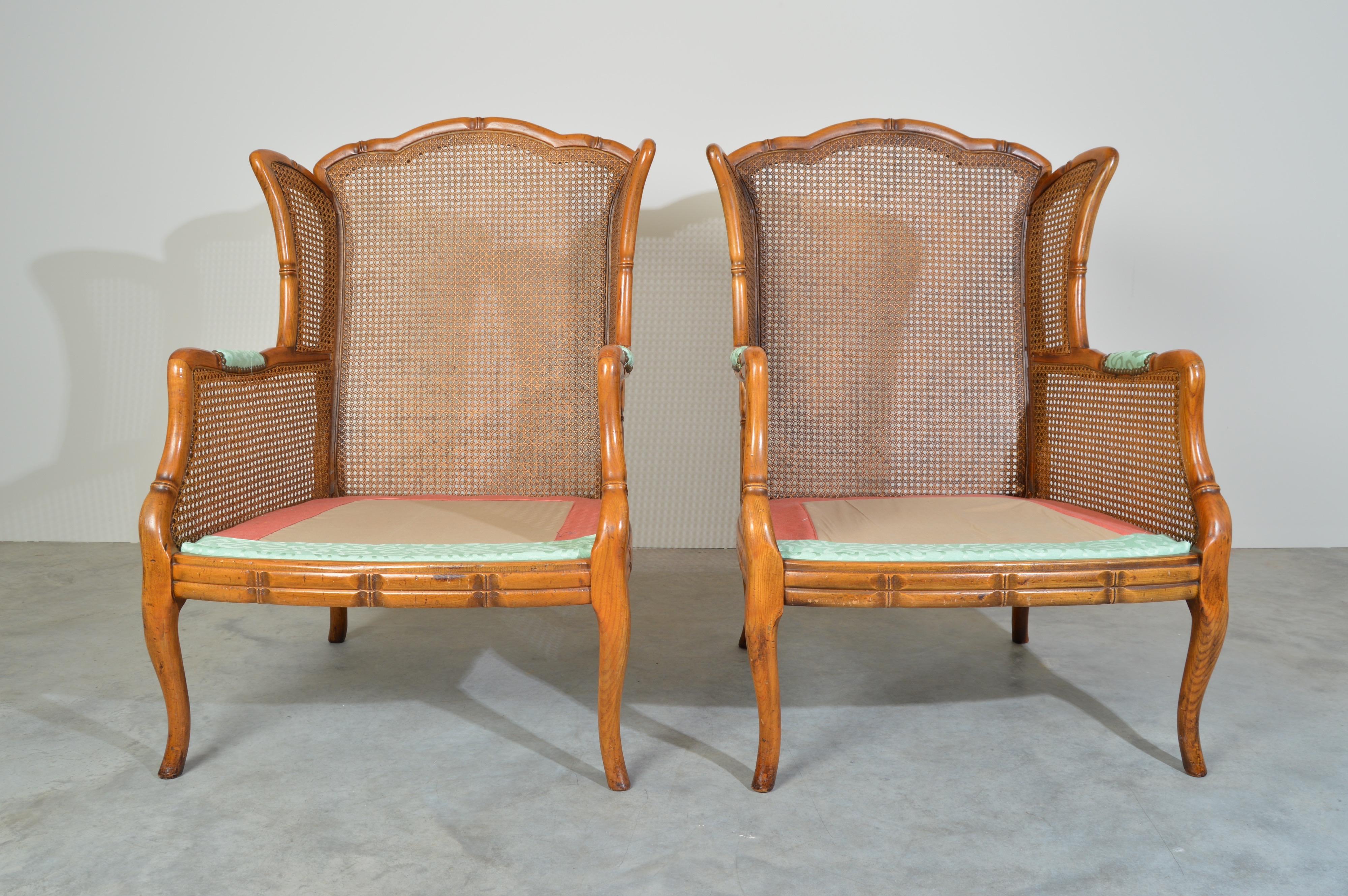 vintage cane wingback chair
