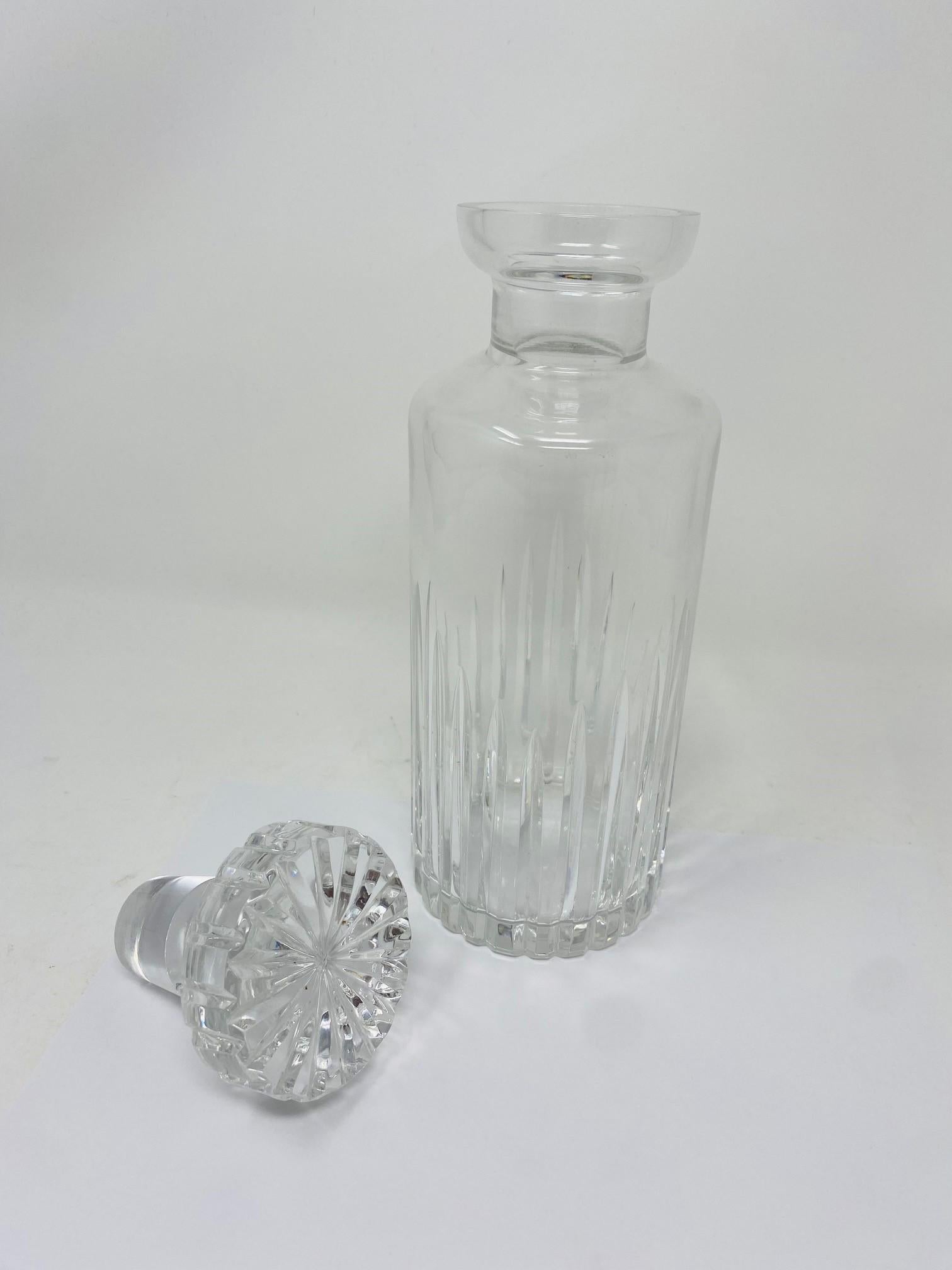 Vintage Mid Century Ribbed Crystal Decanter from France 3