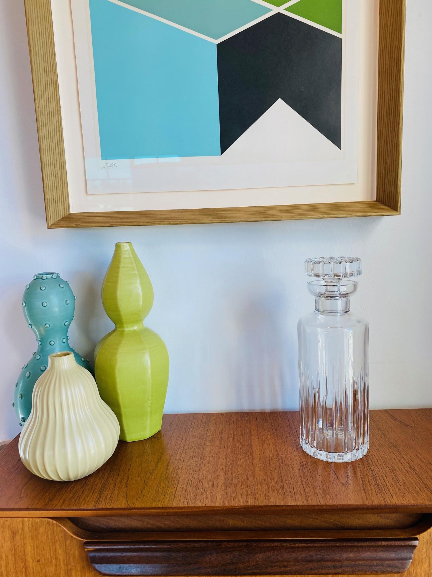 Vintage Mid Century Ribbed Crystal Decanter from France 4