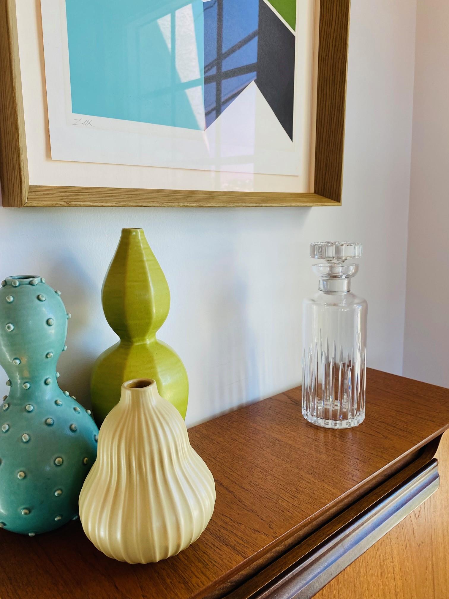 Vintage Mid Century Ribbed Crystal Decanter from France 5