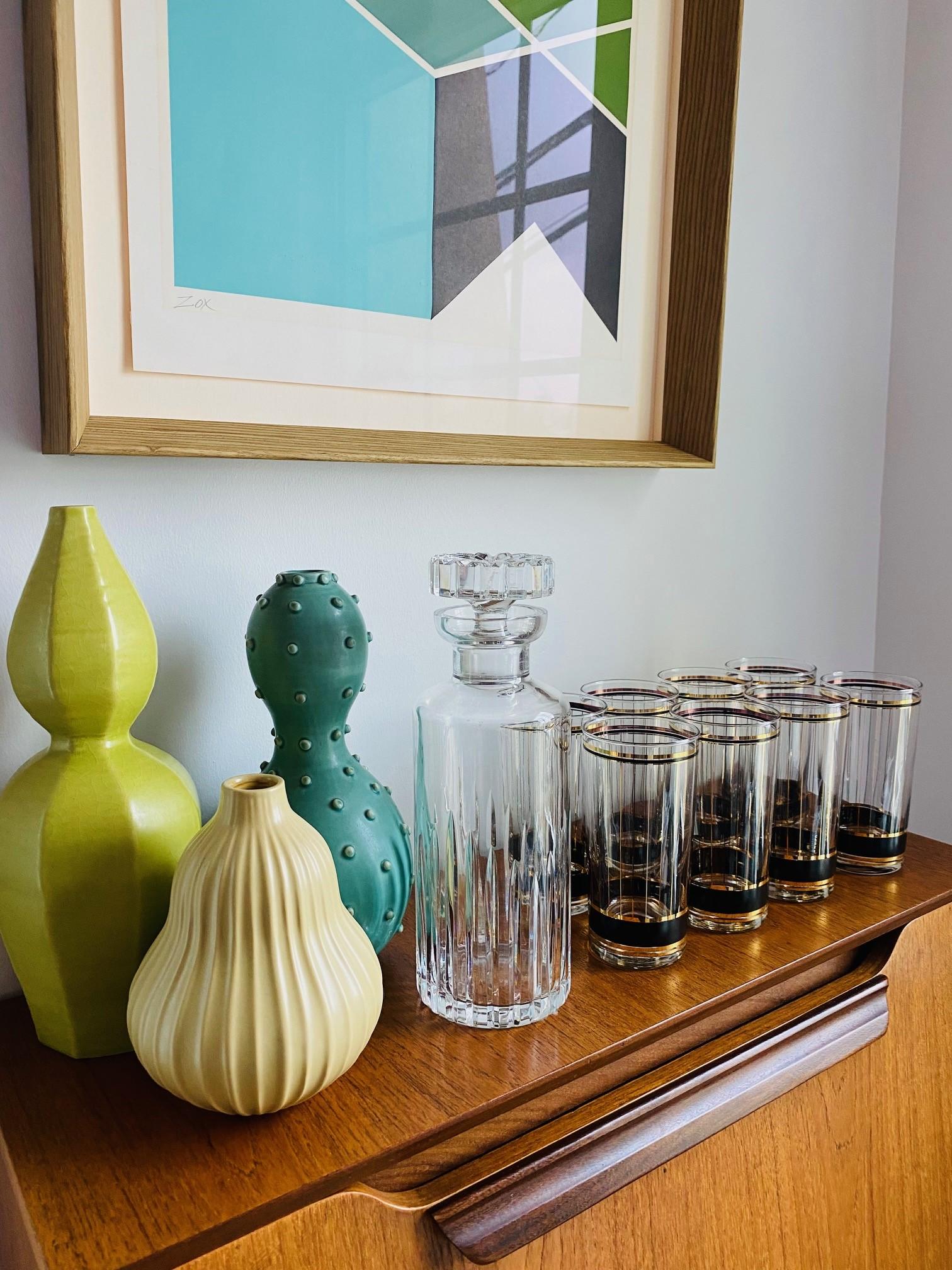 Vintage Mid Century Ribbed Crystal Decanter from France 6