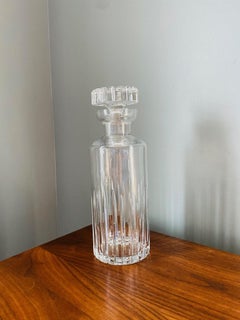 Vintage Mid Century Ribbed Crystal Decanter from France