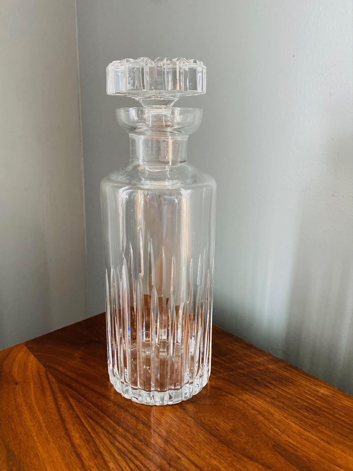 Mid-Century Modern Vintage Mid Century Ribbed Crystal Decanter from France