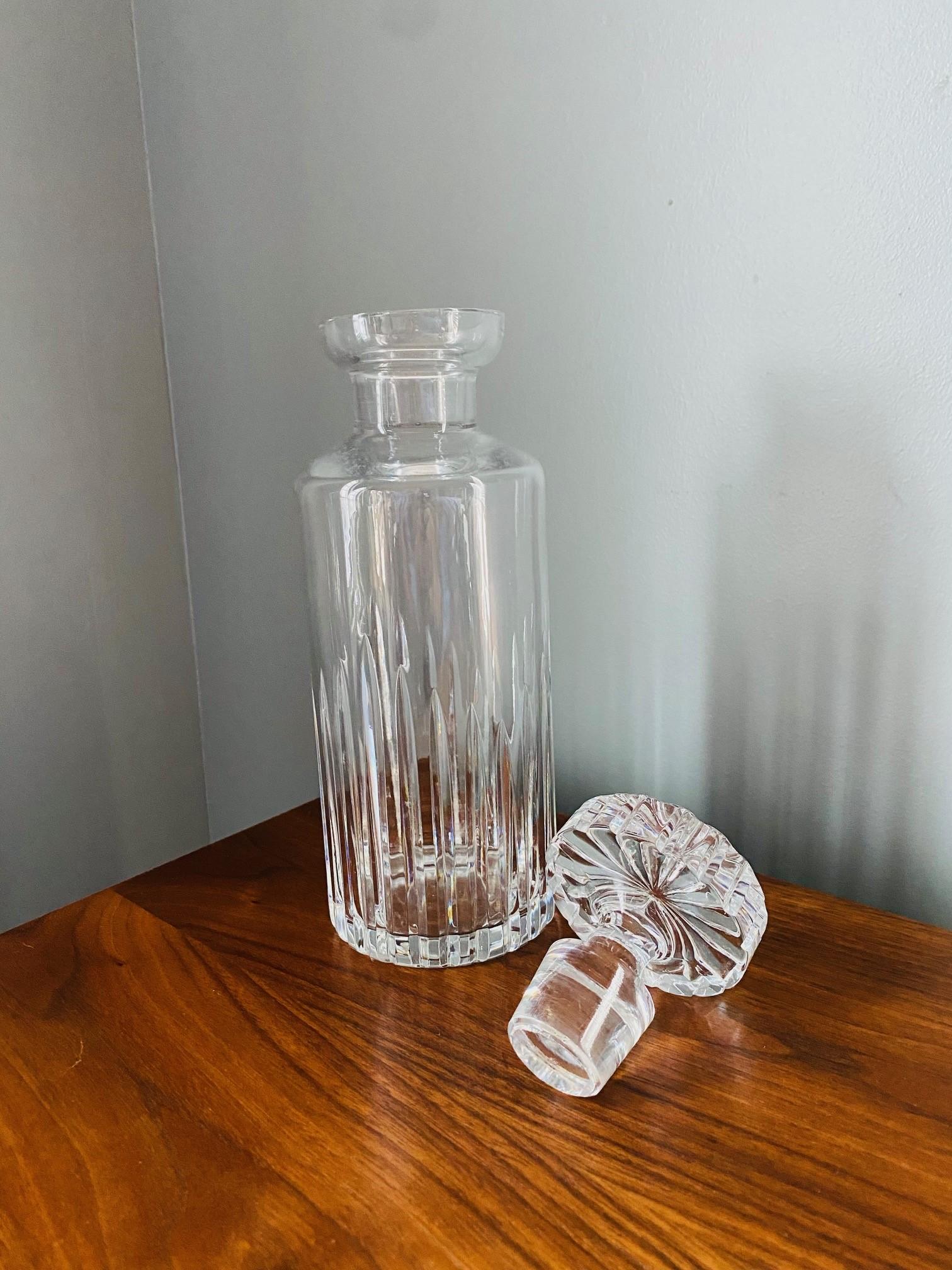 French Vintage Mid Century Ribbed Crystal Decanter from France