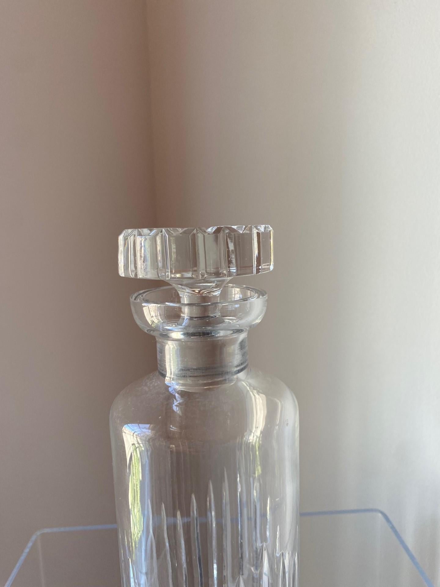 Mid-20th Century Vintage Mid Century Ribbed Crystal Decanter from France