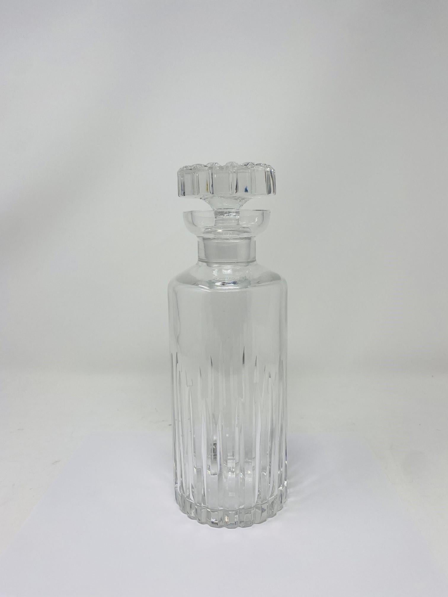 Vintage Mid Century Ribbed Crystal Decanter from France 1