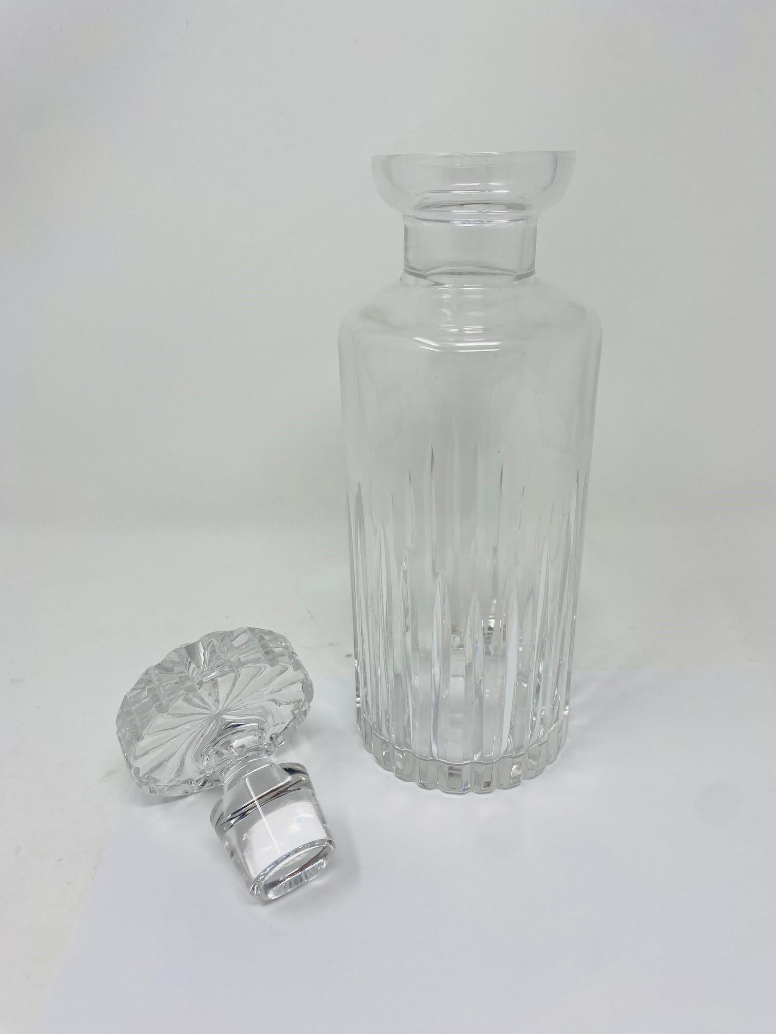 Vintage Mid Century Ribbed Crystal Decanter from France 2