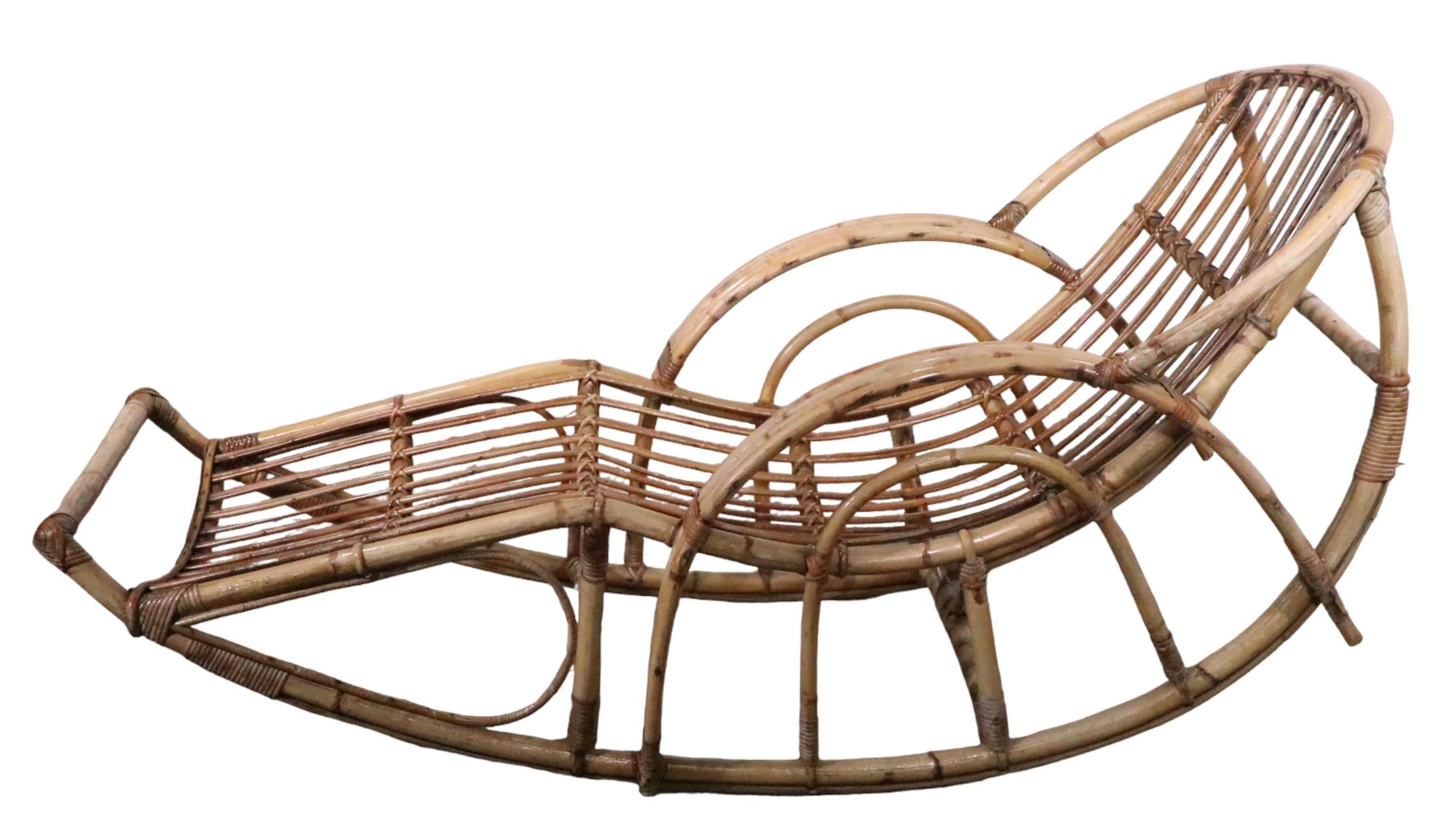 Vintage Mid Century  Rocking Bamboo Chaise Lounge c 1950/1960's For Sale 8