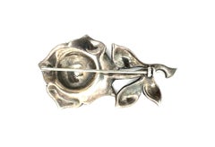 Vintage Mid-Century Rose Brosche Markasit Silber