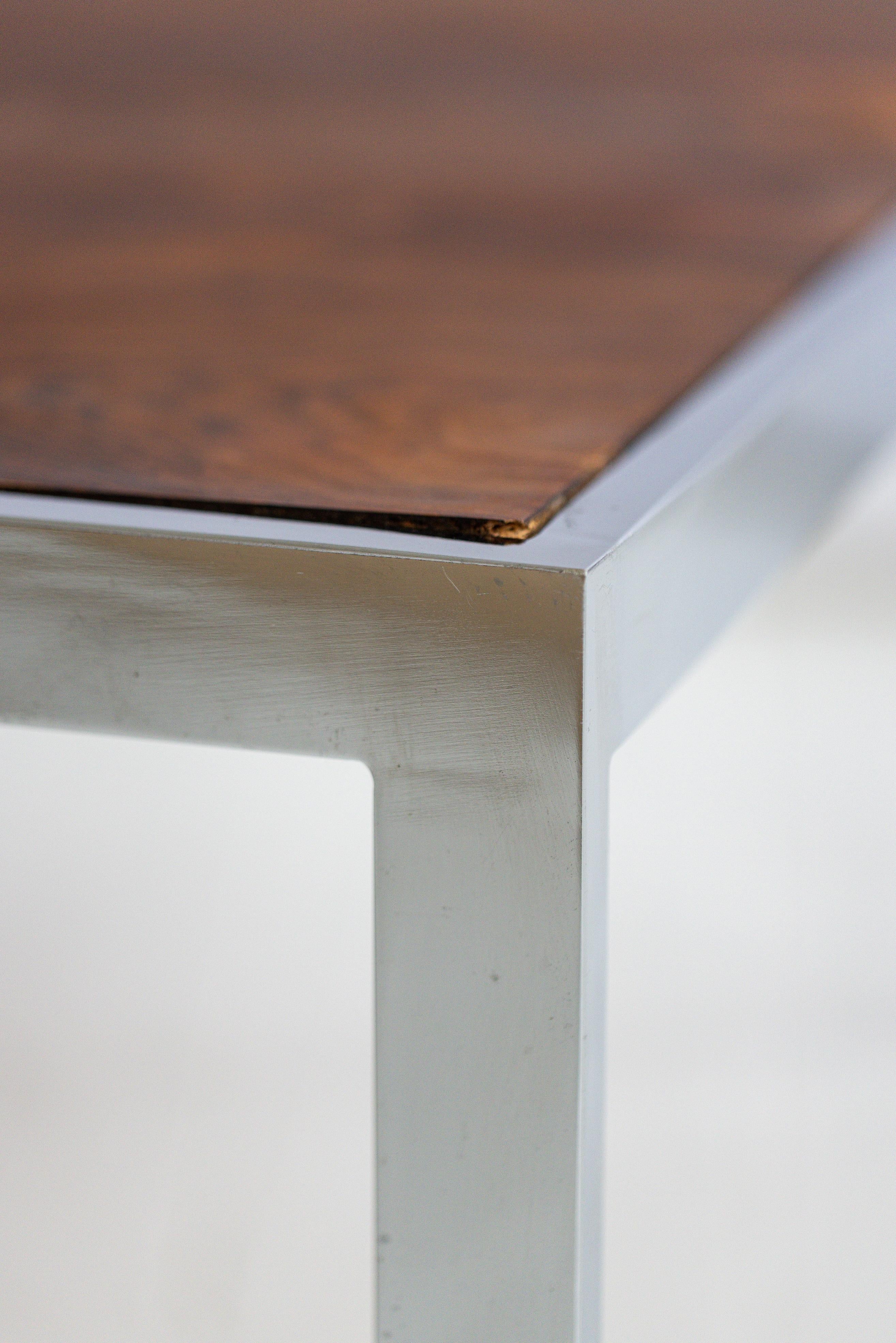 Finish
-Rosewood and chrome                                 
- Circa 1970                                   
-Good vintage condition                                

Dimensions
32”W x 32”D x 15”H
                                                
Item