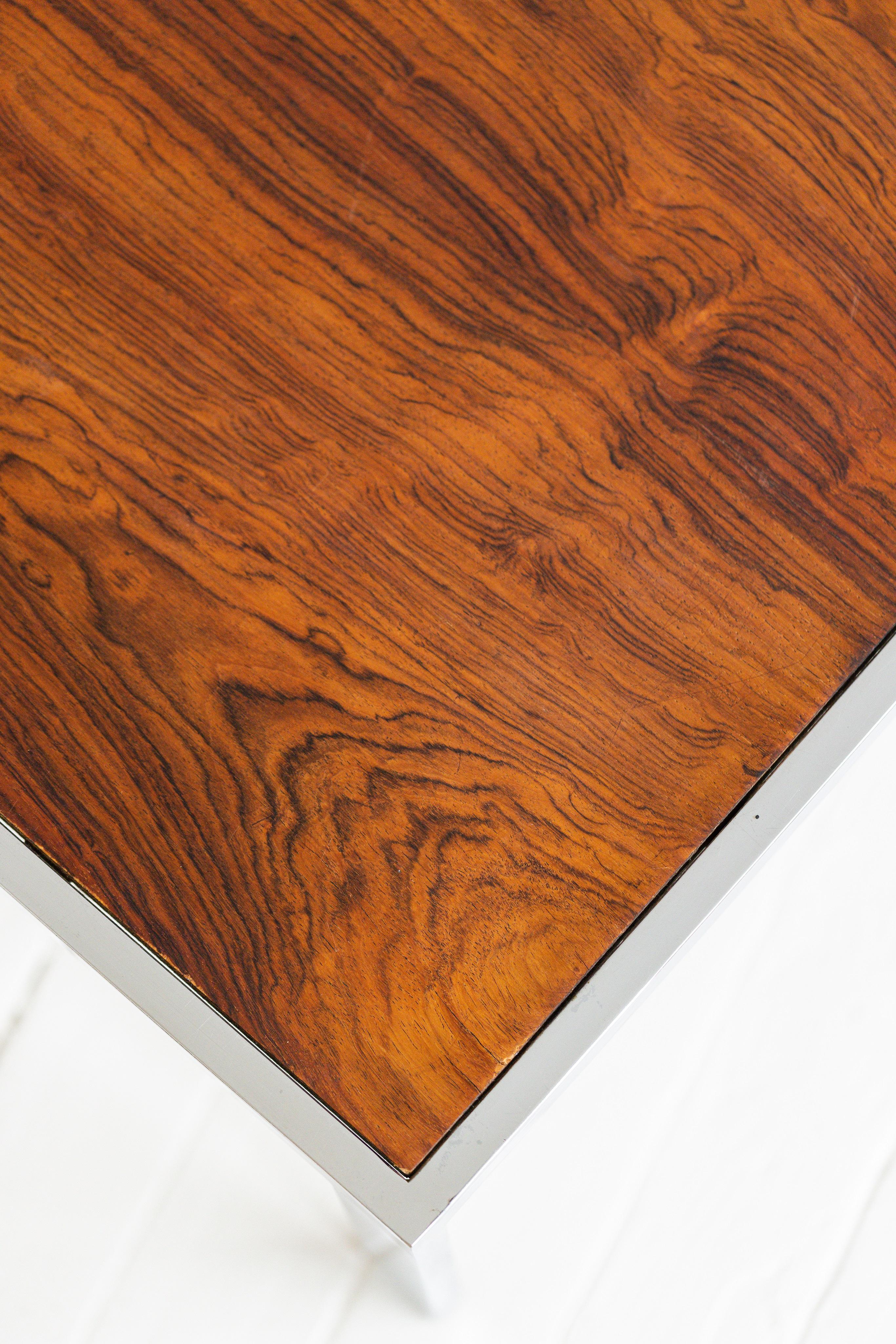 Mid-Century Modern Vintage Mid-Century Rosewood and Chrome Coffee Table For Sale