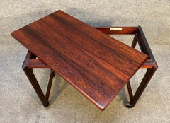 Vintage Midcentury Rosewood "Langthorne" Cart and Nesting Tables by McIntosh