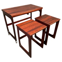 Vintage Midcentury Rosewood "Langthorne" Cart and Nesting Tables by McIntosh