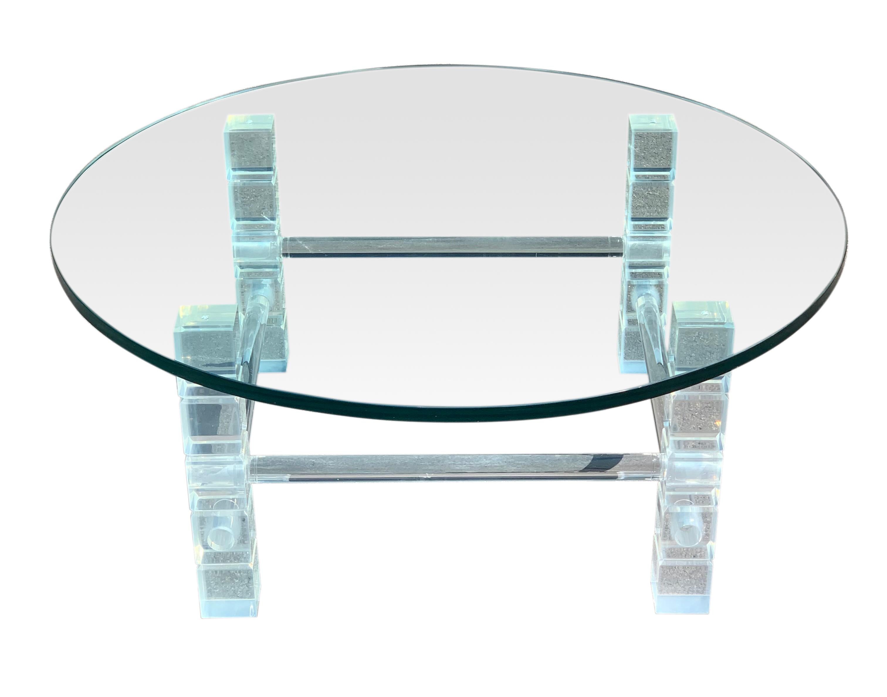 Vintage Mid Century Sculptural Lucite and Glass Coffee Table In Good Condition For Sale In Doylestown, PA