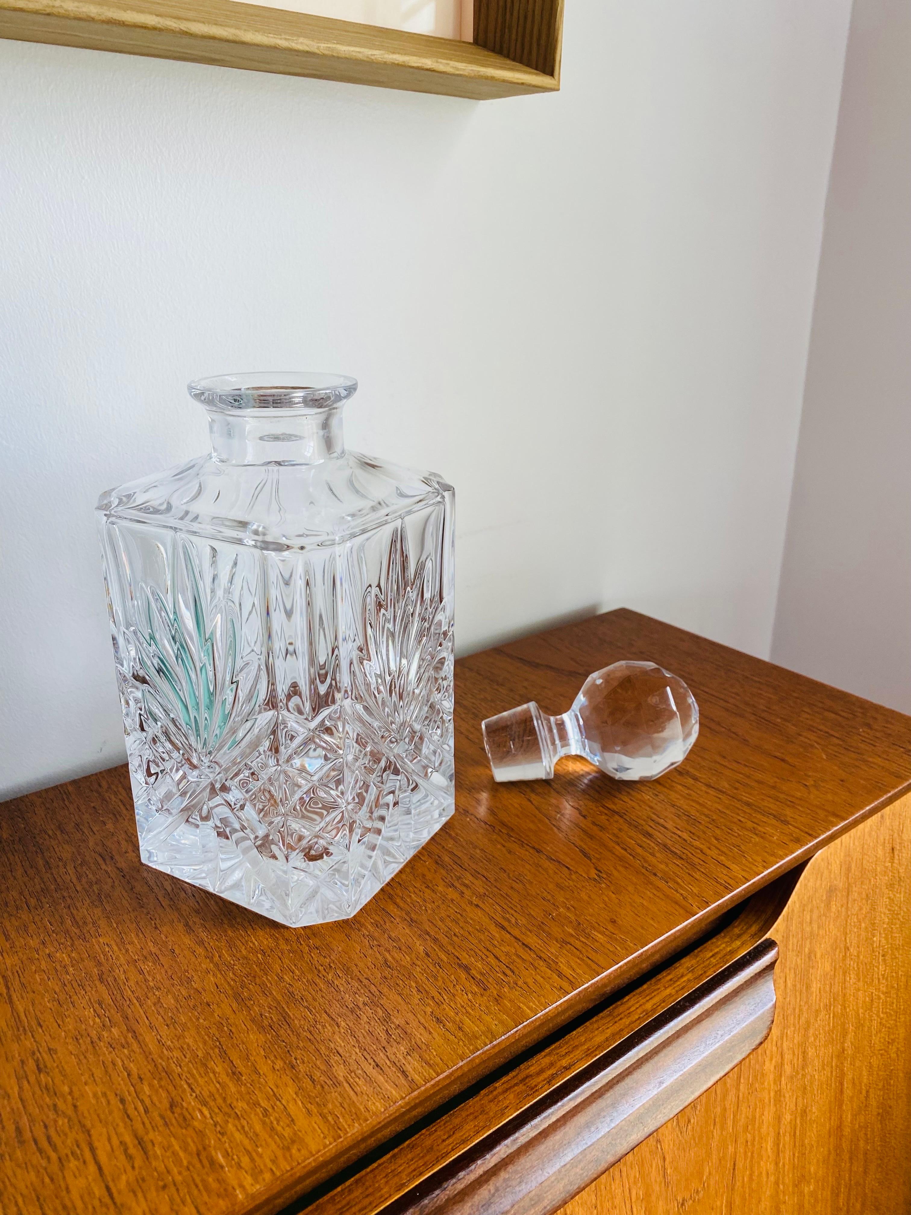Hand-Crafted Vintage Mid Century Royal Gallery Crystal Decanter France For Sale