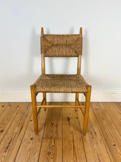 Vintage mid century rush dining chair, Charlotte Perriand style