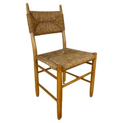 Vintage Binsen-Esszimmerstuhl im Stil von Charlotte Perriand, Mitte des Jahrhunderts