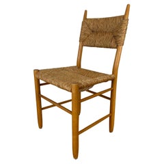 Vintage Binsen-Esszimmerstuhl im Stil von Charlotte Perriand, Mitte des Jahrhunderts