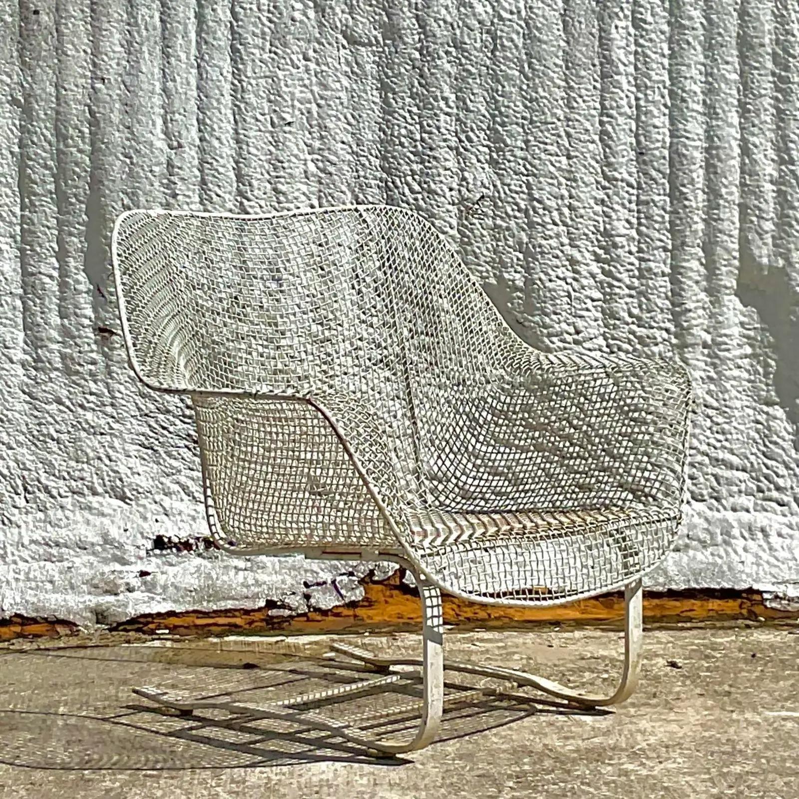 Mid-Century Modern Vintage Mid-Century Russell Woodard Springer Wrought Iron Lounge Chair