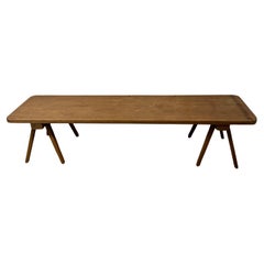 Vintage Mid-Century Rustic Wooden Table with Angled Legs