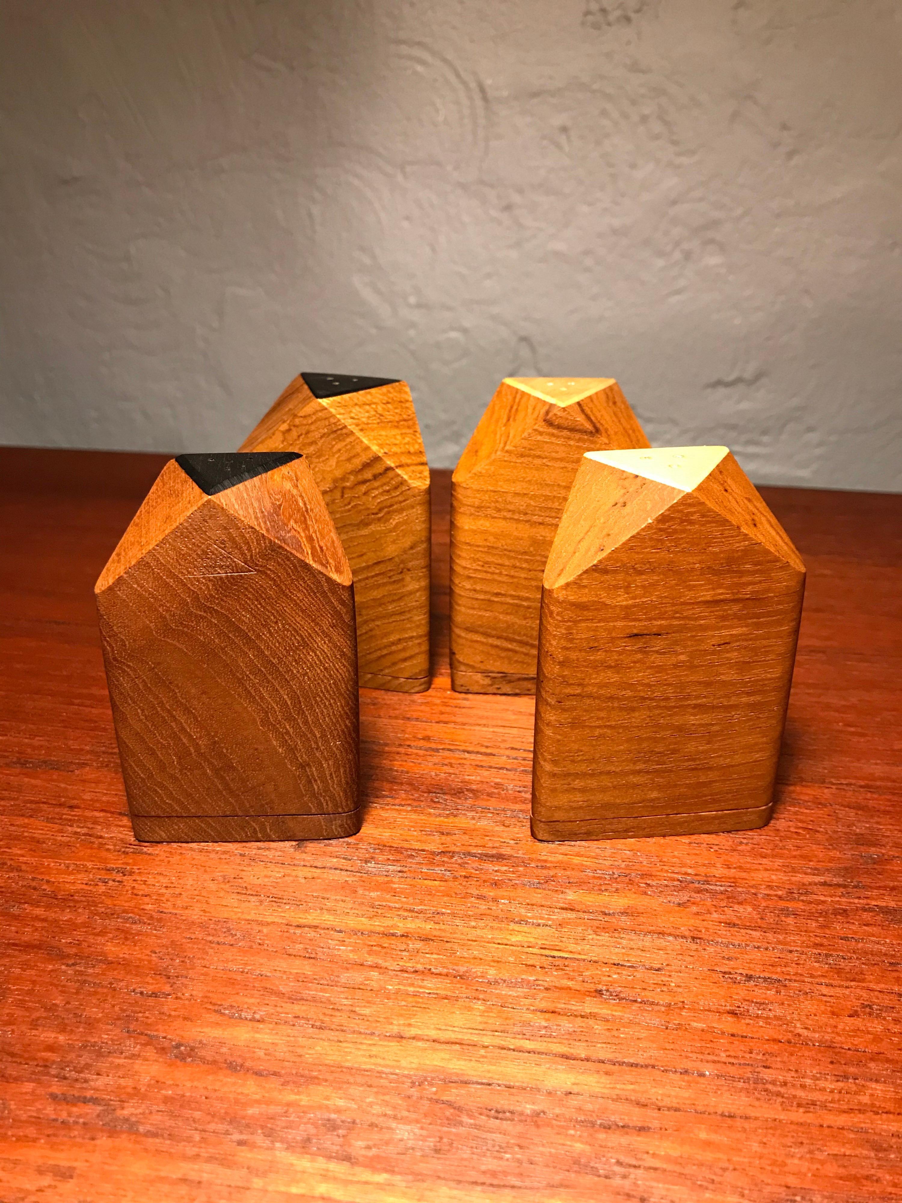 Vintage Midcentury Salt and Pepper Shakers by Ehrenreich of Denmark in Teak For Sale 3