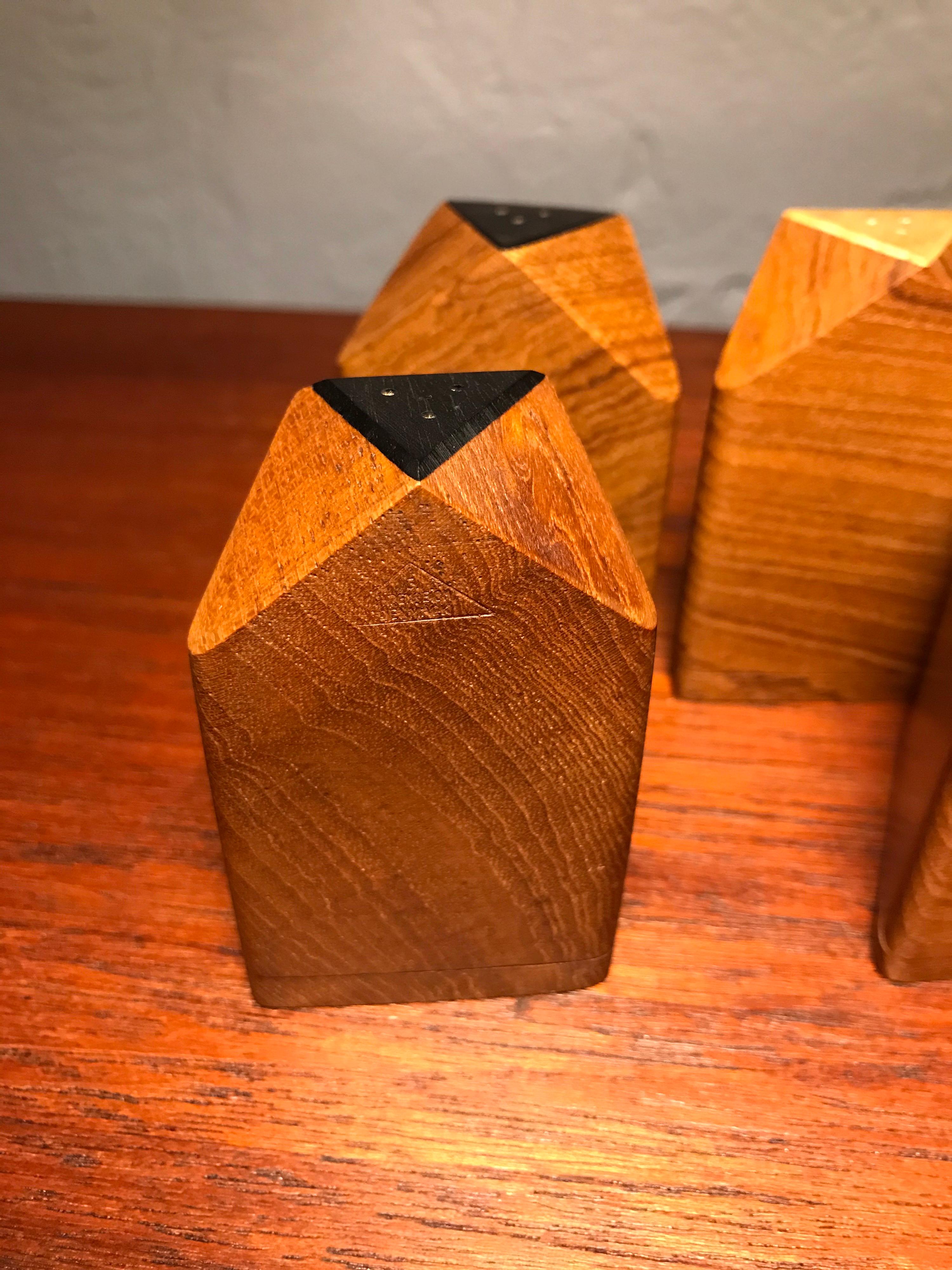 Vintage Midcentury Salt and Pepper Shakers by Ehrenreich of Denmark in Teak For Sale 4