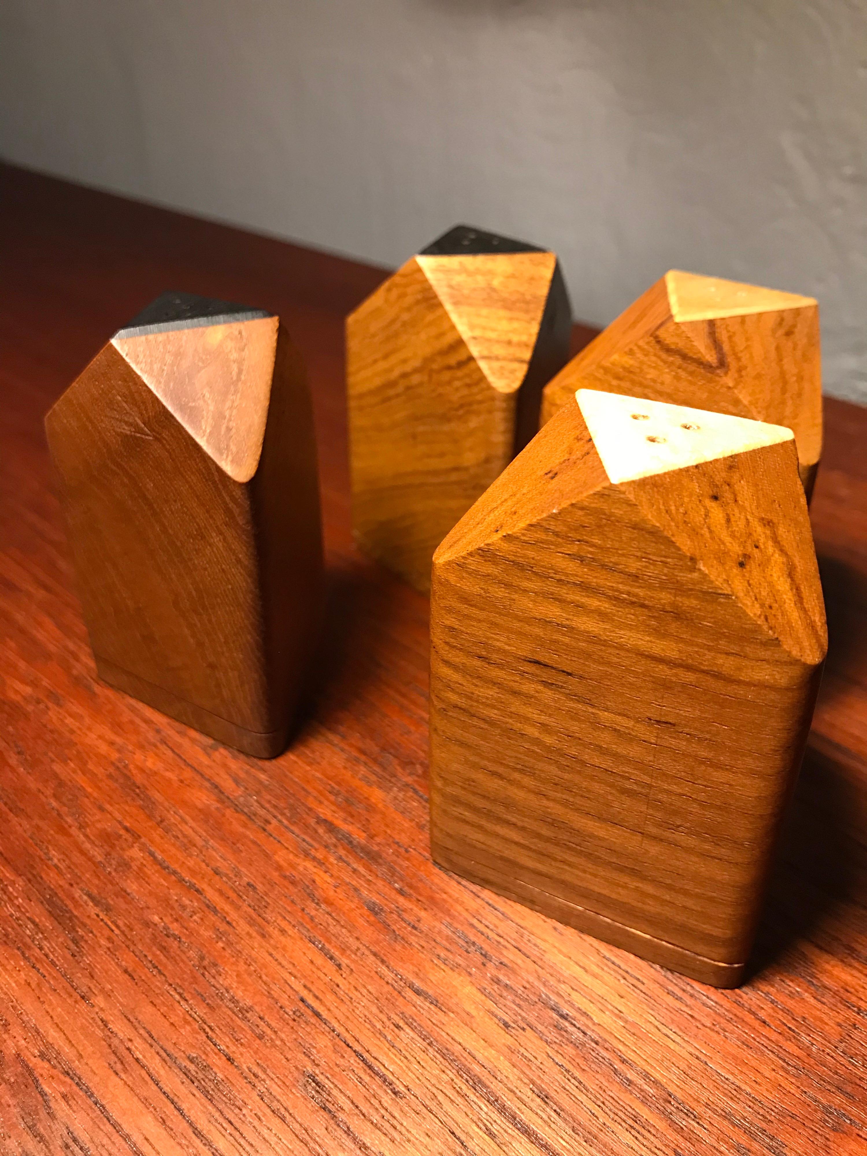 Vintage Midcentury Salt and Pepper Shakers by Ehrenreich of Denmark in Teak For Sale 5